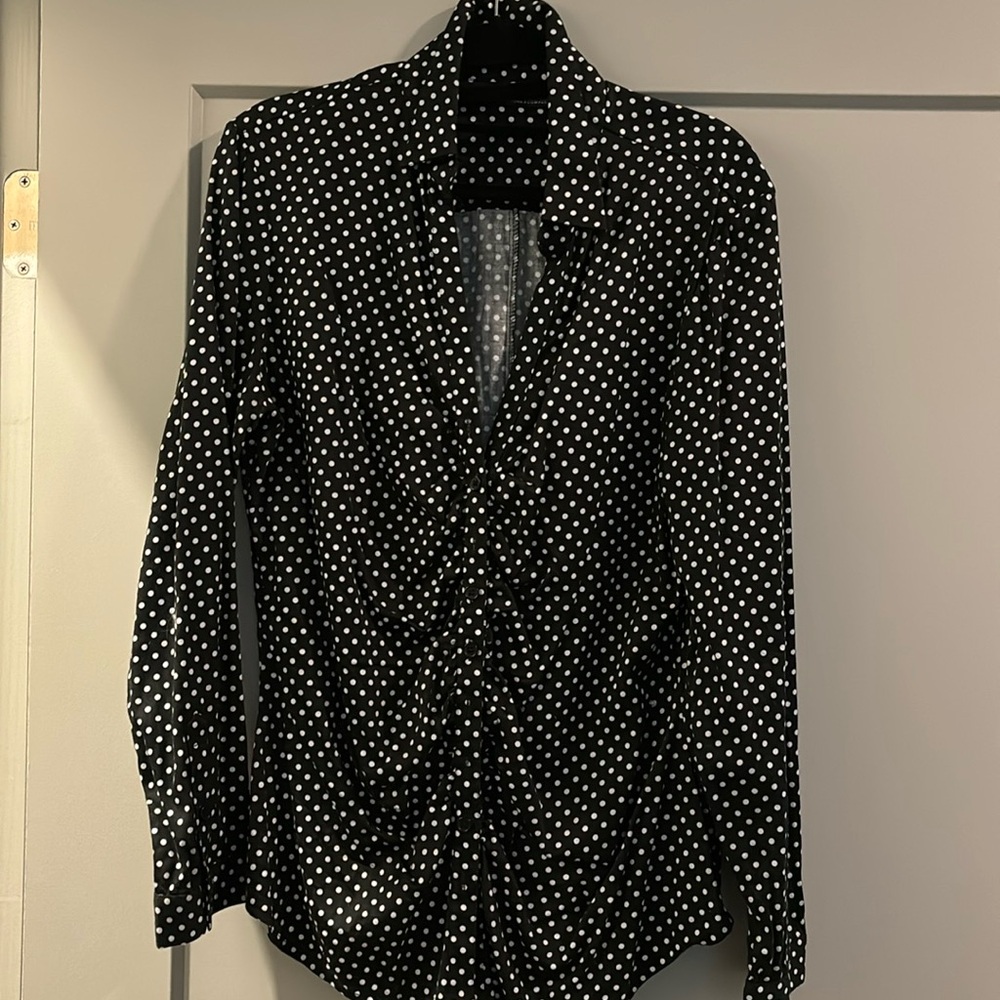 Beautiful black and white polka dot blouse - New York & Company.